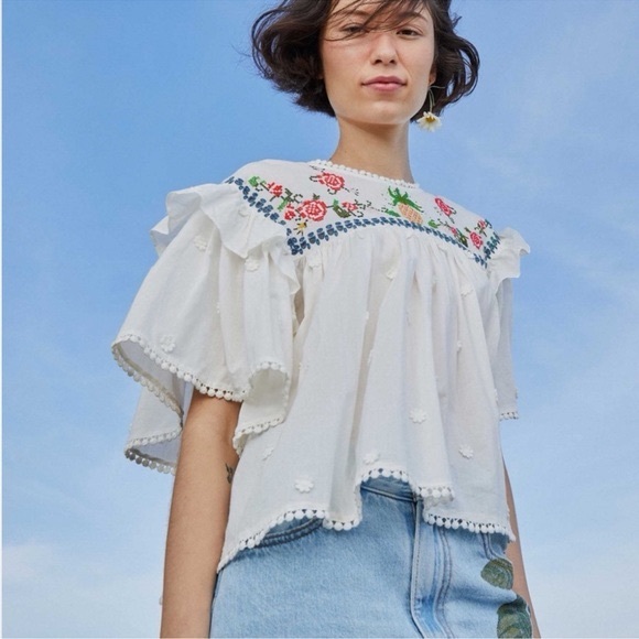 FARM Rio Tops - Cross Stitch Embroidered Blouse